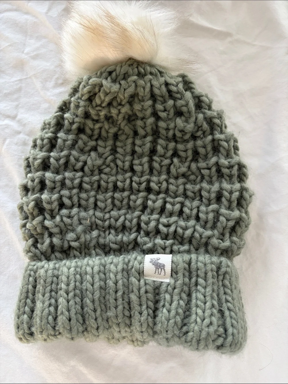 Abercrombie & Fitch Kids Chunky Knit Pom Beanies - Gray, Olive, Pink